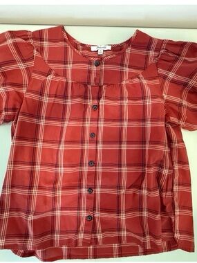 Madewell Rust Red Plaid Button-Front Womens Shirt